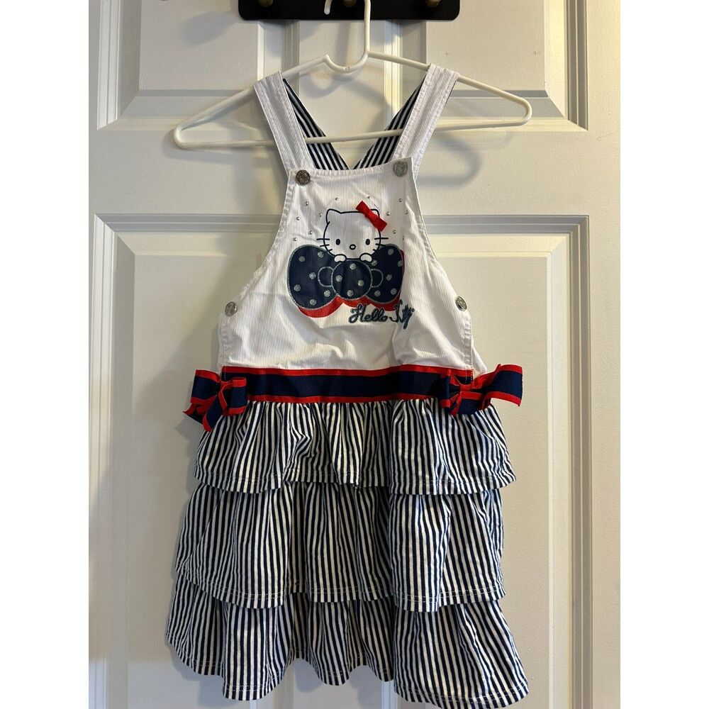 Hello Kitty Striped Dress Navy/White w/ Red Bow Size 6